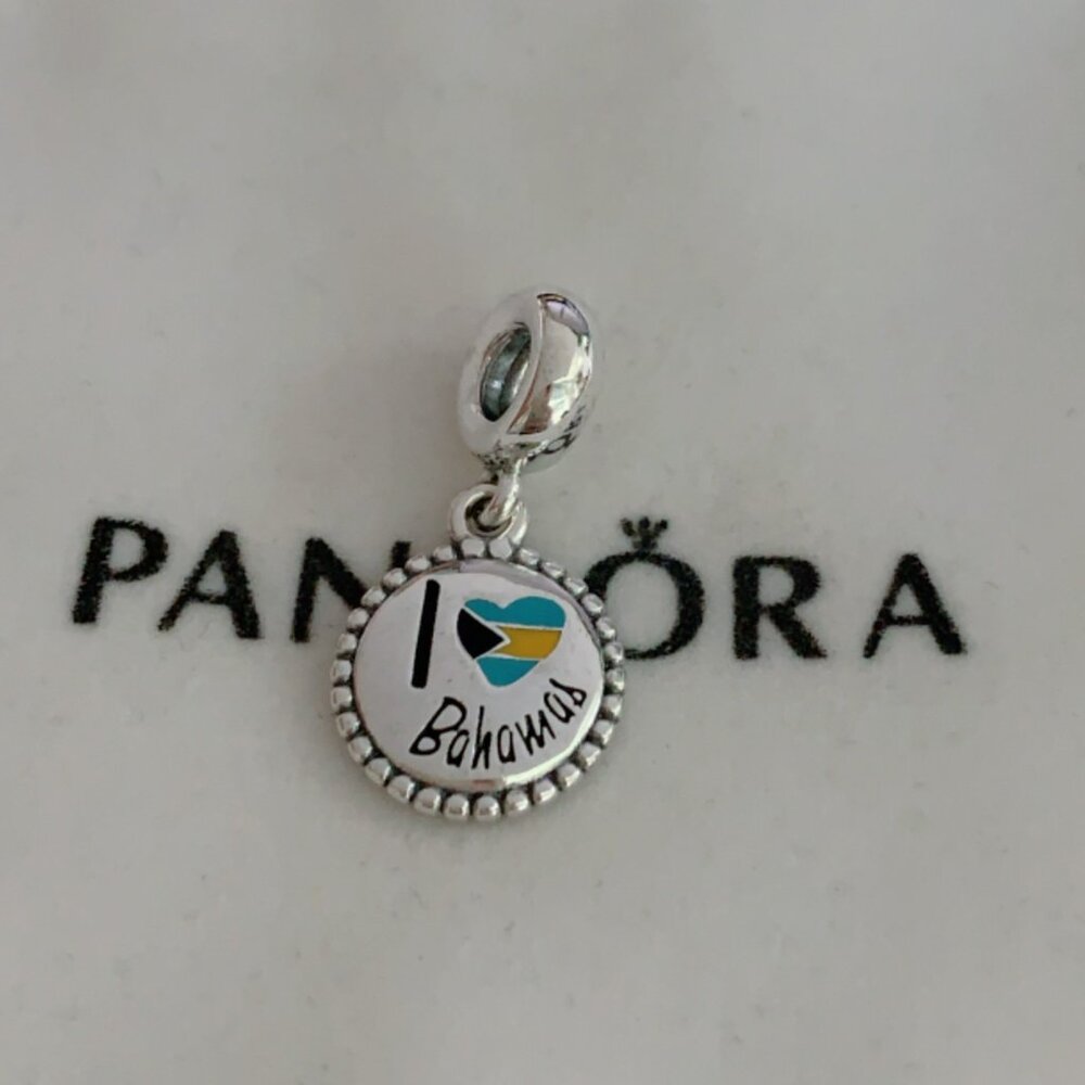 Pandora I Love Bahamas Exclusive Dangle Charm Pendant /Exclusive Enamel Dangle